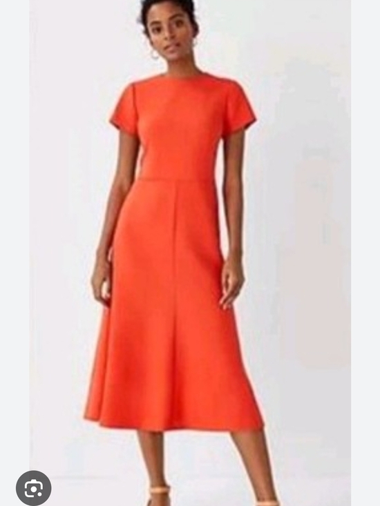 Ann Taylor Dresses & Skirts - Ann Taylor Bright Orange Short-Sleeve Midi Dress